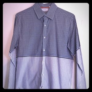 Five four slim large blue dual-color dress shirt